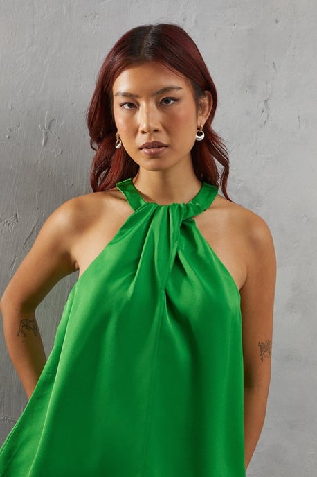 Premium Twist Neck Satin Top