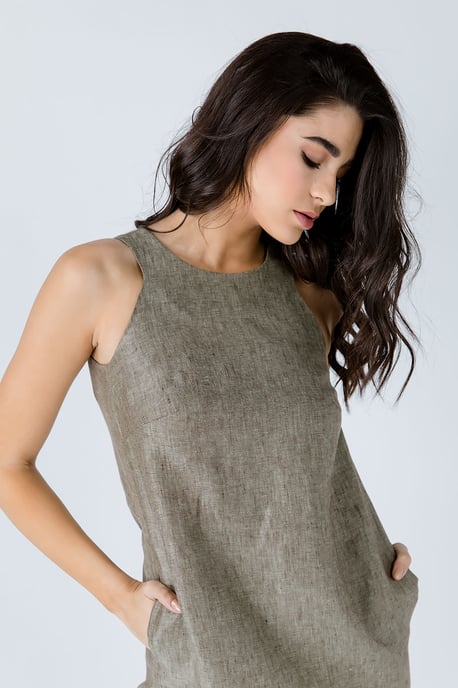 Sleeveless Sack Dress with Pockets