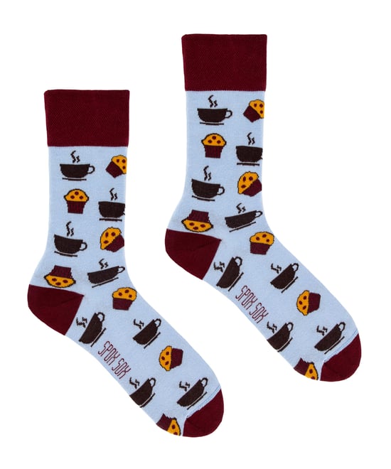 SPOX SOX - Herren & Damen Mismatched Novelty Odd Socks - Kaffee & Muffins - Image 1