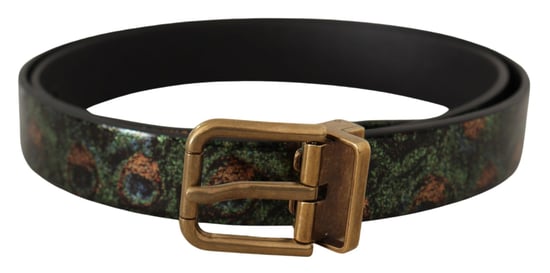Dolce & Gabbana Men's Multicolor Leather Vernice Pavone Bronze Metal Belt
