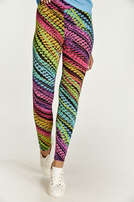 Fliederfarbene Leggings mit mehrfarbigem Druck - Image 3