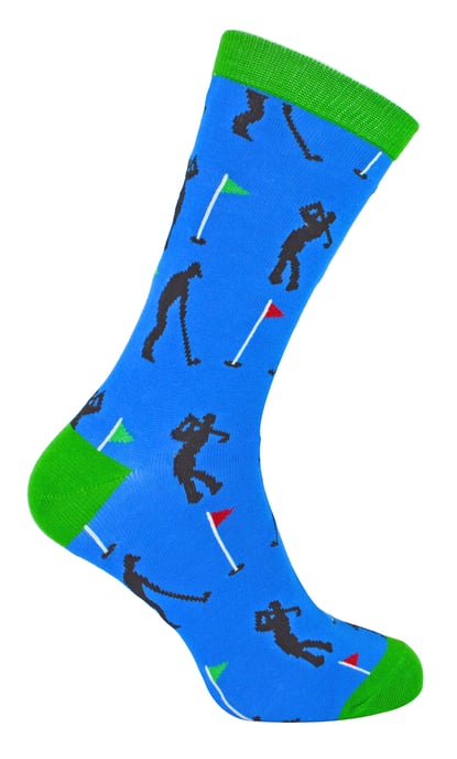 Herr Heron - Herren Neuheit lustig Golf Socken - Golfer (blau) - Image 1