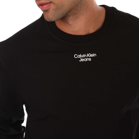 Herren Calvin Klein Jeans Relaxed Baumwoll-Terry Sweatshirt in Schwarz - Image 3