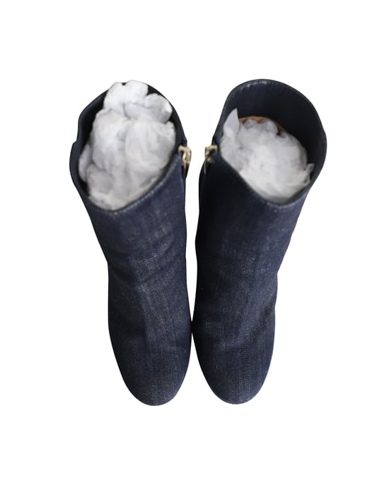 Gianvito Rossi Blockabsatz Stiefeletten aus blauer Jeans - Image 6
