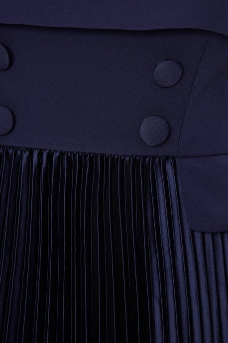 Button Front Bandeau Pleat Skirt Midi Dress - Image 5