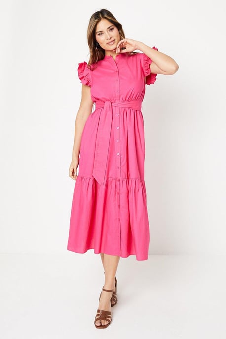 Ruffle Sleeve Midi Dress