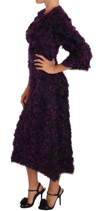 Dolce & Gabbana - Robe fourreau midi à franges violettes pour femme - Image 2