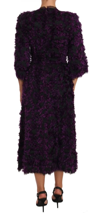 Dolce & Gabbana - Robe fourreau midi à franges violettes pour femme - Image 3