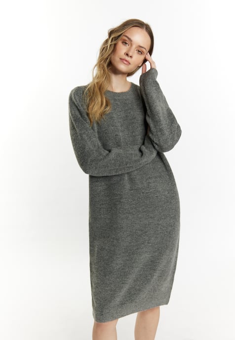 Dreimaster Strickkleid Damen dunkelgrau melange - Image 3