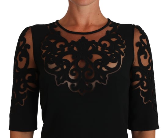 Dolce & Gabbana Women's Black Floral Cut Out Pattern Coctail Dress - Image 3