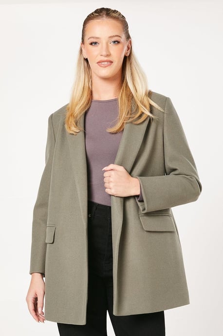 Dorothy Perkins Womens Coat Green Polyester Pockets Button Woven - Image 1