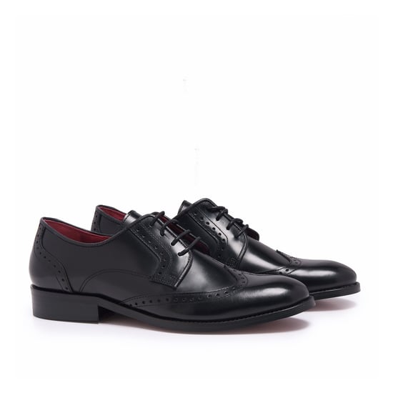 Men's Leather Blucher Shoes in Black