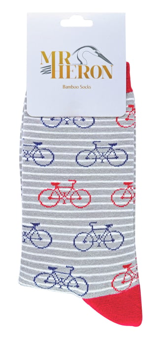 Herr Heron - Herren Bambus Socken | Neuheit Funky Socken | Gemusterte Argyle gestreifte Socken | Atmungsaktiv Weich | Geschenke für Ihn - Bike (Grau) - Image 2