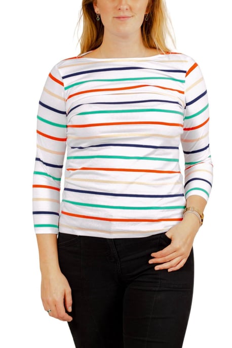 Striped cotton rich slash neck tops