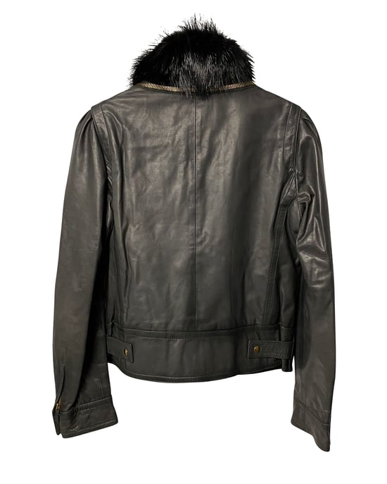 Gucci Jacke mit Fellkragen aus schwarzem Leder - Image 6