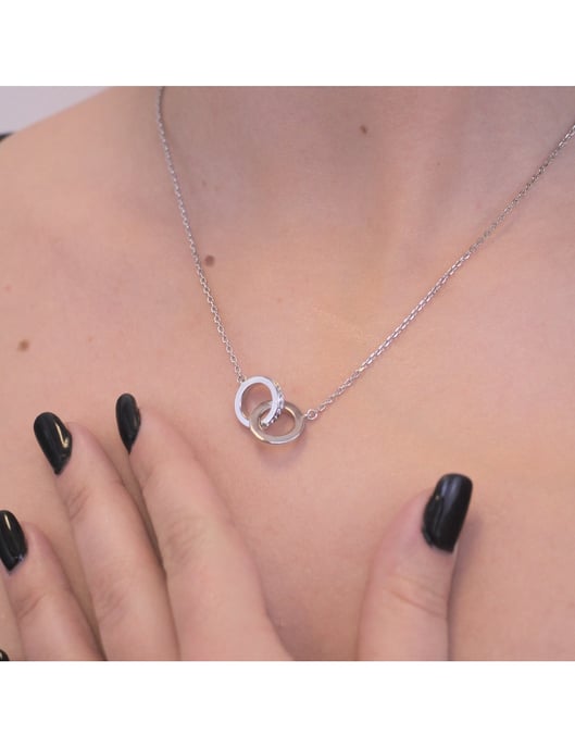 Circle Twin Halskette - Silber und Kristall - Image 2