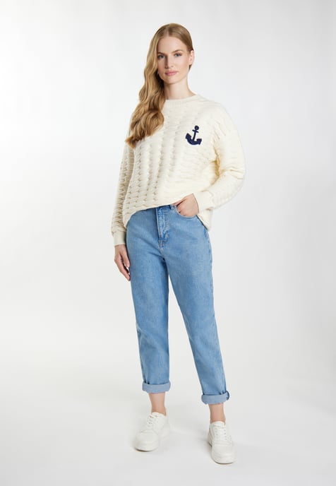 Dreimaster Strickpullover Damen Wollweiss - Image 2