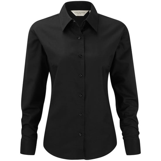 Russell Collection Damen/Damen Langarm Oxford Hemd (Schwarz) - Image 1