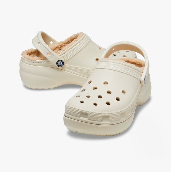 Crocs 207938-2Y2 CLASSIC PLATFORM LINED Womens Clogs Bone - Image 2