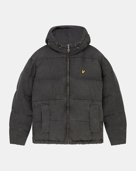 Lyle & Scott Gewaschene wattierte Jacke in Schwarz - Image 5