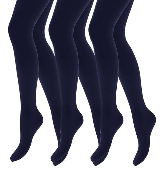3 Paar Multipack Mädchen Thermostrumpfhosen für den Winter | Wärmehalter | Kinder Fleece isolierte undurchsichtige Strumpfhosen - Navy - Image 1