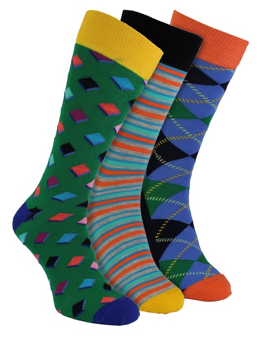 HS von Happy Socks - Herren 3er Pack lustige, ausgefallene Socken - Diamant (Grün) - Image 1
