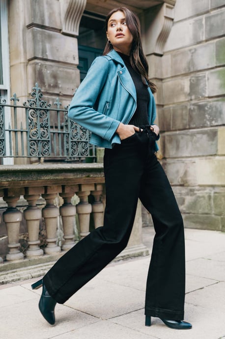 Cotton Blend Wide Leg Stretch Jeans - Image 2