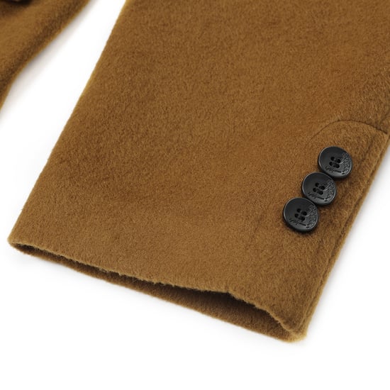 Herren Wintermantel aus Wolle mit Stehkragen und schmaler Passform, knielang, Khaki - Image 6