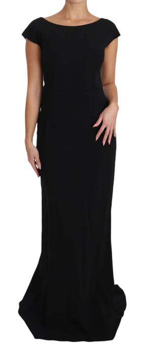 Dolce & Gabbana - Robe longue évasée en stretch noir pour femme - Image 3