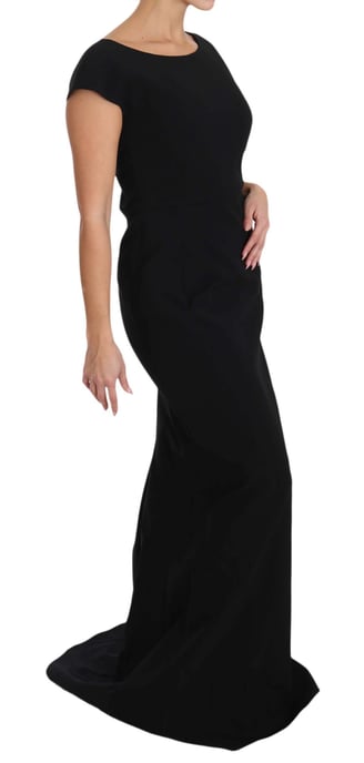 Dolce & Gabbana - Robe longue évasée en stretch noir pour femme - Image 4