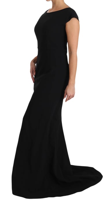 Dolce & Gabbana - Robe longue évasée en stretch noir pour femme - Image 5