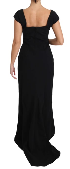 Dolce & Gabbana - Robe longue évasée en stretch noir pour femme - Image 6