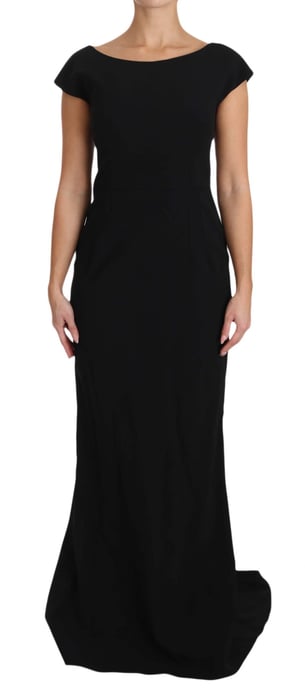 Dolce & Gabbana - Robe longue évasée en stretch noir pour femme - Image 1