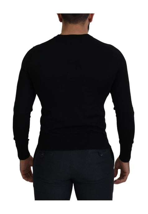 Dolce & Gabbana Herren schwarzer Wollknopf-Down Cardigan Pullover - Image 4