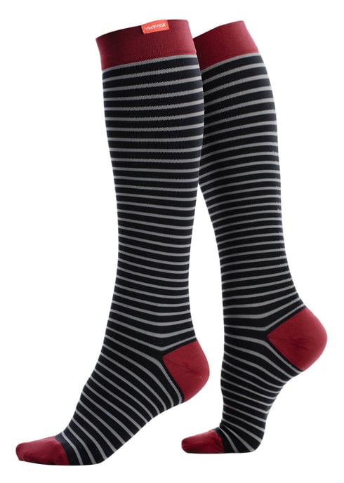 VIM&VIGR - Breite Wadenstrümpfe mit abgestufter Kompression 30-40 mmhg mit Nylon für Männer & Frauen - Schwarz & Grau - Image 1