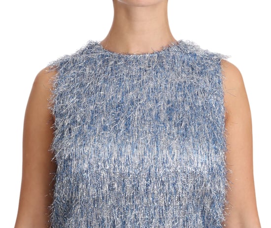 Dolce & Gabbana - Robe à volants à franges bleu clair pour femme - Image 2