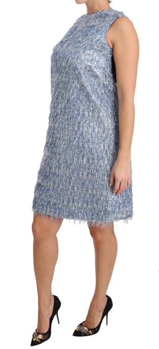Dolce & Gabbana - Robe à volants à franges bleu clair pour femme - Image 5