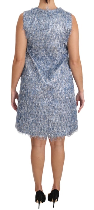Dolce & Gabbana - Robe à volants à franges bleu clair pour femme - Image 6