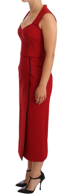 Dolce & Gabbana Damen Rote Sweetheart Ärmelloses Midi Stretch Kleid - Image 4