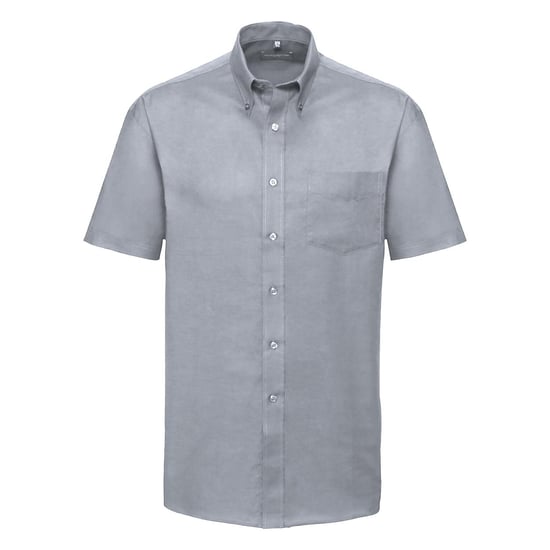 Russell Collection Oxford Herren Hemd, Kurzarm, pflegeleicht (Siblergrau) - Image 1