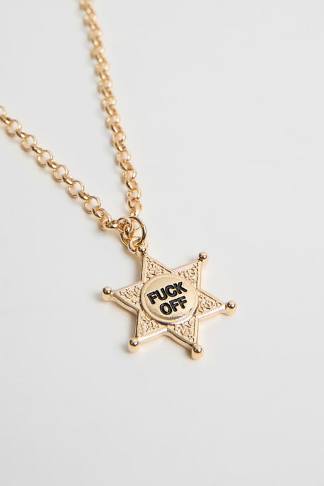 Fuck Off Sheriff Star Necklace