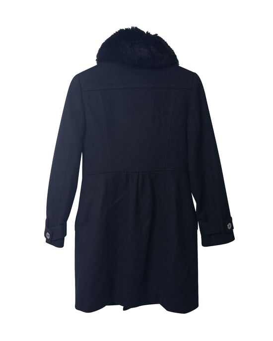 Burberry-Mantel mit Pelzkragenbesatz aus schwarzer Schurwolle - Image 5
