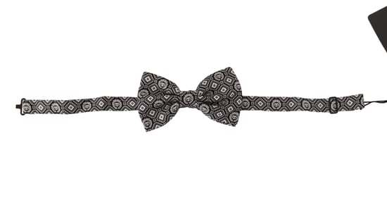 Dolce & Gabbana Schwarz-weiße 100% Seide Verstellbarer Hals Papillon Herrenfliege - Image 3