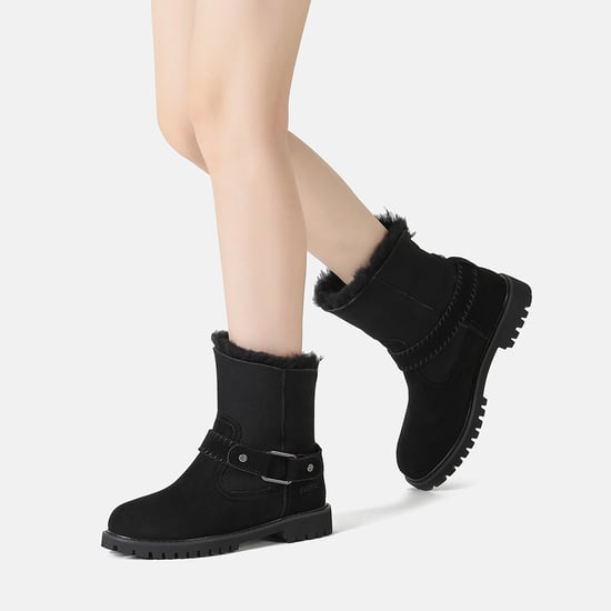 EVER AU Women Pheasant Mid Calf Fashion Boots - Black