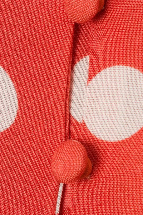 Coral Polka Dot Tie Front Blouse