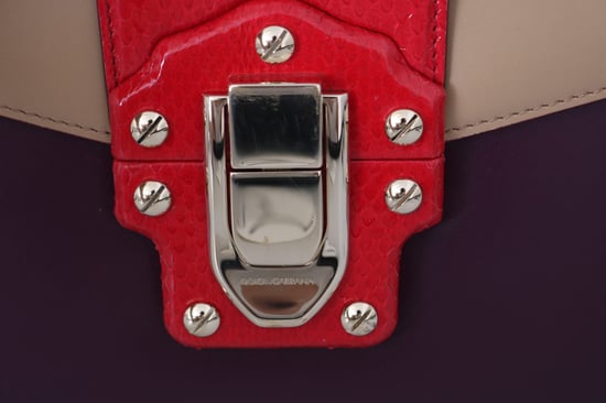 Dolce & Gabbana Purple Beige Red Leather Crossbody LUCIA Purse