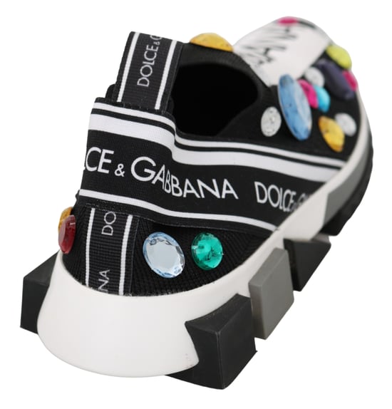 Dolce & Gabbana Frauen Schwarz Multicolor Crystal Sneakers Schuhe - Image 2