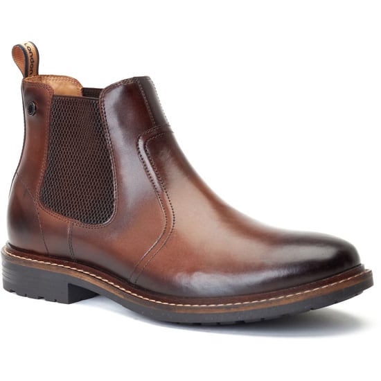 Base London Bloom Leder Herren Stiefel in verbranntem Braun - Image 1