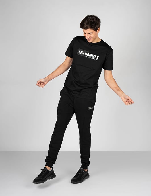 Les Hommes T-shirt Front Logo Men's Black