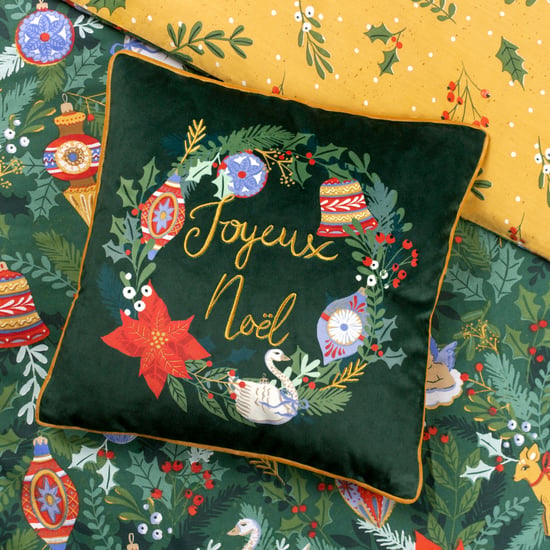 furn. Deck The Halls Embroidered Piped Velvet Cushion Cover - Image 4